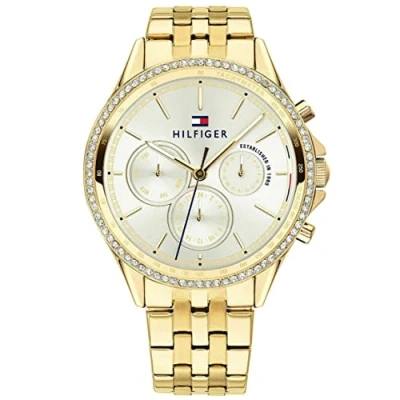 Afbeelding van Tommy Hilfiger 1781977 Multifunctioneel analoog kwartshorloge voor dames met goudkleurige roestvrijstalen armband, Goud, Armband