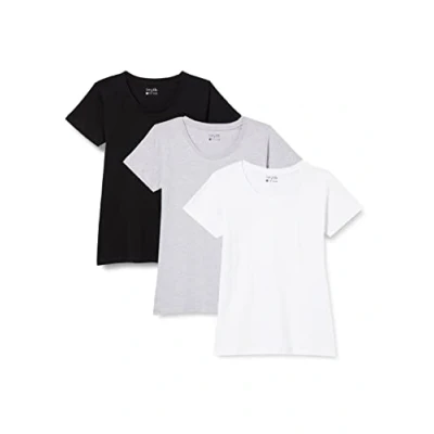 Afbeelding van berydale Bd157 T shirt voor dames (3 stuks), zwart/lichtgrijs gemêleerd/wit, S