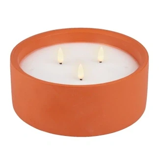Afbeelding van LED kaars voor buiten Lumineo Ø 20 x 8 cm (Beton, 3 LEDs, Terracotta)