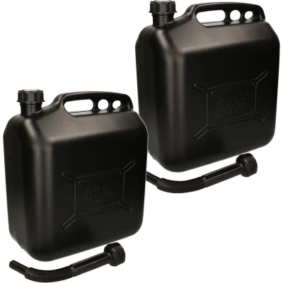 Afbeelding van 2x Zwarte brandstof jerrycan 20L