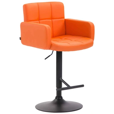 Afbeelding van Barkruk Mosjoen Kunstleer Zwart Frame Oranje