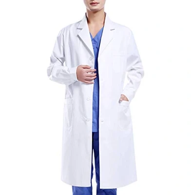 Afbeelding van Wafly Laboratoriumjas van katoen, uniseks, professionele chemieblouse, S 2XL, Wit.