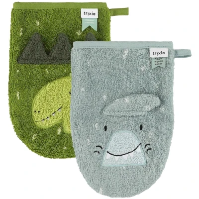 Afbeelding van Washandje 2 pack Mr. Shark Dino
