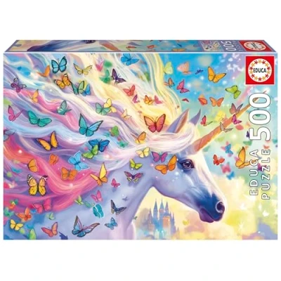 Afbeelding van Educa Puzzel van 500 stukjes voor volwassenen Regenboog Eenhoorn met Lijm Fix puzzel. Afmetingen: 48 x 34 cm. Vanaf 11 jaar (20254)