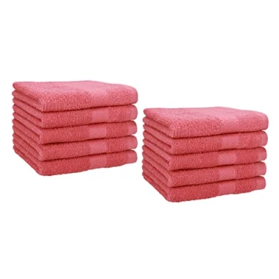Afbeelding van Set van 10 premium gastendoekjes gezichtsdoekjesset handdoekenset handdoeken 30 x 50cm framboos