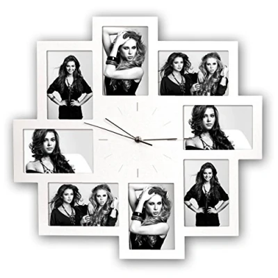 Image de Zep s. R. L pc008w horloge murale pour 8 photos 10x15 cm blanc trieste plastique