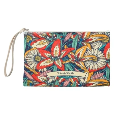 Afbeelding van Clairefontaine 116229C Frida Kahlo multifunctioneel etui van katoen, bloemendecoratie, 22,5 x 15 cm, grote capaciteit, pennen/potloden/viltstiften, collectie