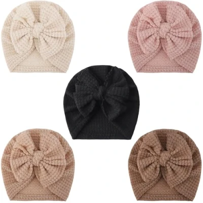 Afbeelding van DRESHOW Babytulband geboortemutsen hoeden vlinderstrikken schattig elastisch kind petten mutsen voor baby meisjes jongens, 3 stuks extra grote strik set 95 E01