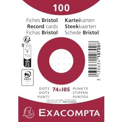 Image de Fiches bristol dots non perforé Exacompta