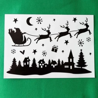 Afbeelding van Kerst raamstickers, huisjes, figuren
