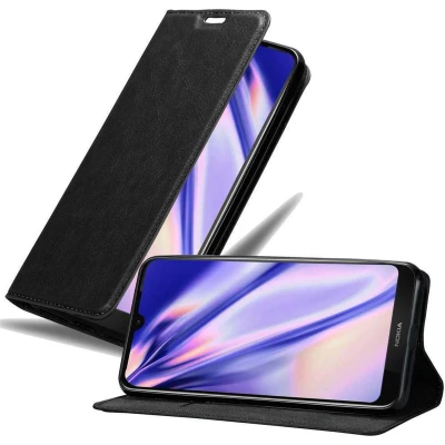 Afbeelding van Cadorabo Hoesje geschikt voor Nokia 4.2 in ZWARTE NACHT Beschermhoes met magnetische sluiting, standfunctie en kaartvakje Book Case Cover Etui