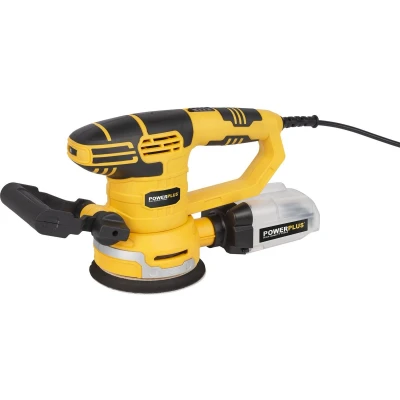 Afbeelding van Powerplus POWX0471 Excentrische schuurmachine 450W Ø125mm Variabele snelheid Incl. 2de handvat, stofopvangbox en 3 stuks schuurpapier