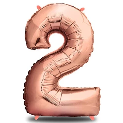 Afbeelding van Envami ballon verjaardag 2 jaar roségoud 101 cm cijferballon decoratieve verjaardagsset voor meisjes Happy Birthday vliegt dankzij helium