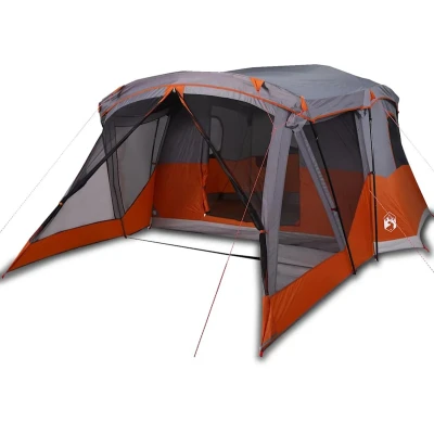 Afbeelding van Tent met luifel 4 persoons waterdicht grijs en oranje