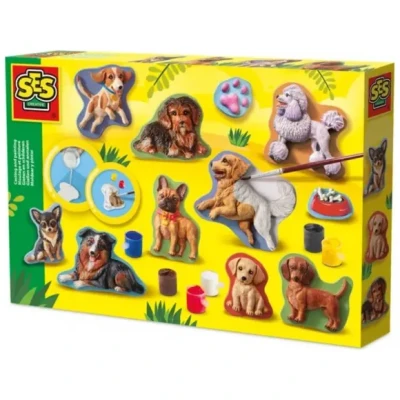 Afbeelding van SES Creative 01294 Gieten en Schilderen Honden Creatieve Knutselset voor kinderen vanaf 5 Jaar Inclusief alles wat nodig is creatief spel Perfect die van knutselen houden