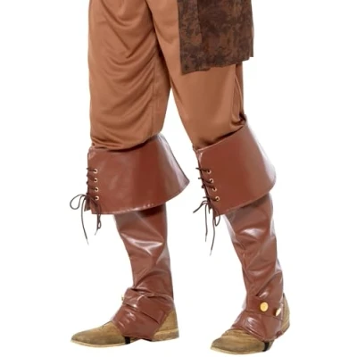 Afbeelding van Smiffy&#039;s 40197 Deluxe Pirate Bootcovers, heren, bruin, eenheidsmaat