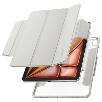 Afbeelding van Spigen AirSkin Pro Hoes Geschikt voor iPad Air 10.9 (2022/2020) Book Case met Standaard Sleep/Wake Functie Magnetisch Uitneembaar Grijs