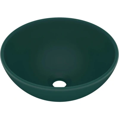 Afbeelding van Wastafel rond 32,5x14 cm keramiek mat donkergroen
