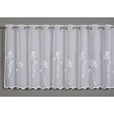 Afbeelding van GARDINIA Vitrage, voile met paardenbloem borduurwerk, doorschijnend en transparant, wit, 140 x 48 cm