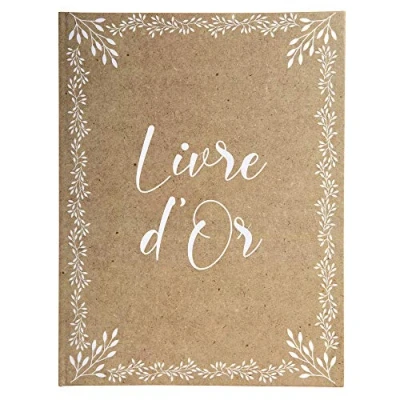 Afbeelding van Exacompta Ref. 47234E 1 gastenboek Kraft Verticaal formaat 27 x 22 cm gouden schijf met letters 100 effen witte pagina&#039;s Visueel kraftpapier