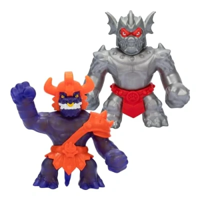 Afbeelding van Heroes of Goo Jit Zu Stretch Striker Versus Pack met 2 figuren, uitbreidbare actiefiguren, Blazagon VS ridder. Flexibele corruptagon, uitbreidbaar tot 3 keer de grootte