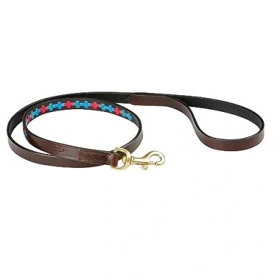 Afbeelding van Weatherbeeta Beaufort hondenriem, leer, bruin, smaragd, roze, blauw