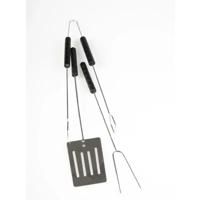 Afbeelding van BBQ/barbecue gereedschap set 3 delig RVS Barbecuetang vork spatel