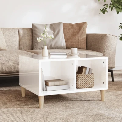 Afbeelding van Salontafel 60x50x36,5 cm bewerkt hout hoogglans wit