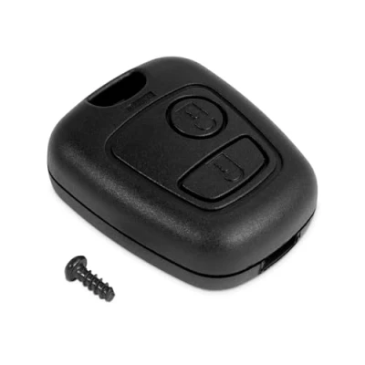 Afbeelding van OcioDual Beschermhoes voor afstandsbediening met 2 knoppen, geen lemmet, logo, zwart, compatibel Peugeot 307 406, reservebehuizing autosleutel