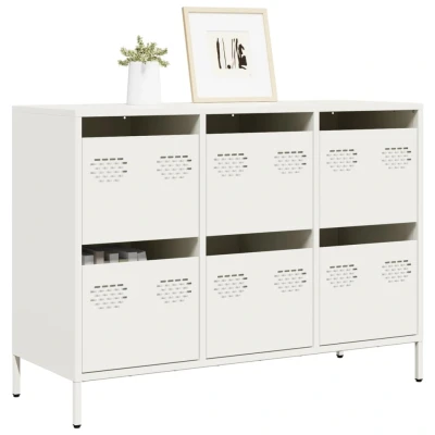 Afbeelding van vidaXL Dressoir 101,5x39x73,5 cm koudgewalst staal wit