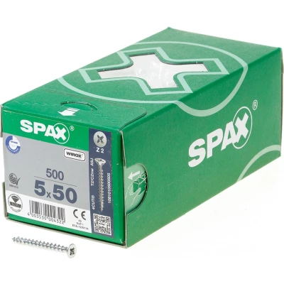 Afbeelding van Spax Spaanplaatschroef platverzonken kop verzinkt pozidriv 5.0x50mm (per 500 stuks)