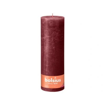 Afbeelding van Bolsius wijnrood rustiek stompkaars 300/100 (200 uur) Velvet Red