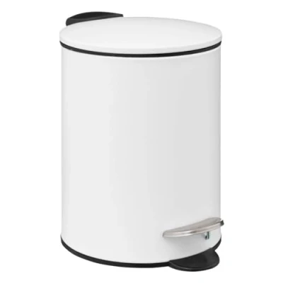 Afbeelding van 5Five Pedaalemmer wit metaal 3L 23 cm soft close voor badkamer en toilet