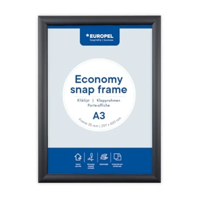 Afbeelding van Europel clicklijst Economy, lijst 25 mm, ft A3, zwart