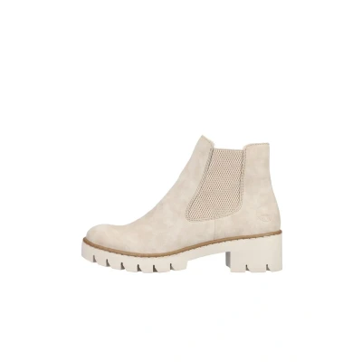 Afbeelding van Rieker Enkellaarsjes met plateauzool, Dames, Maat: 38, Beige Soft synthetic