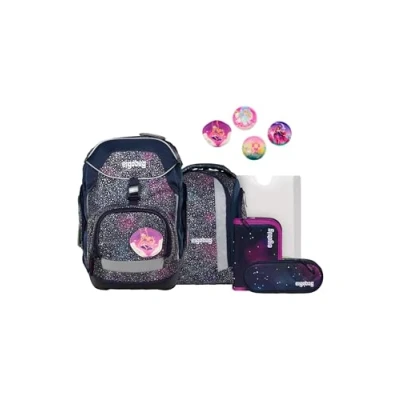 Afbeelding van ergobag Set van 6 ergonomische en flexibele schoolrugzakken Voor eersteklas basisschool meisjes jongens, Laxy beer paars