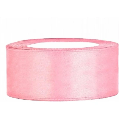 Afbeelding van Partydeco Satijn lint roze 25mm/rol 25m
