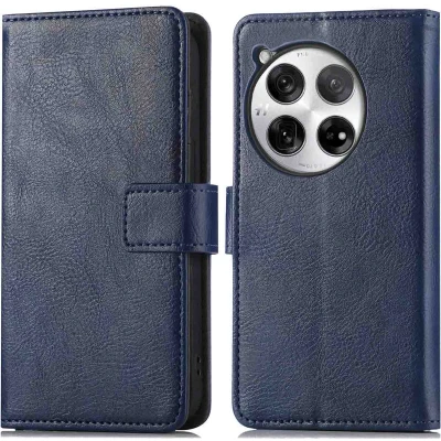 Afbeelding van iMoshion Hoesje Geschikt voor OnePlus 12 Met Pasjeshouder Luxe Bookcase Donkerblauw