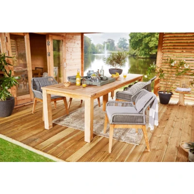 Afbeelding van Teak Dinner Tafel Rustiek 300 L300xb100xh80 cm