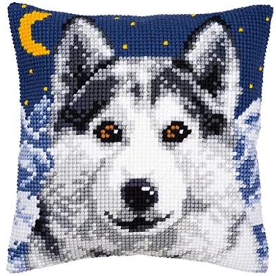 Afbeelding van Kruissteekkussen wolf bij maanlicht 0008677
