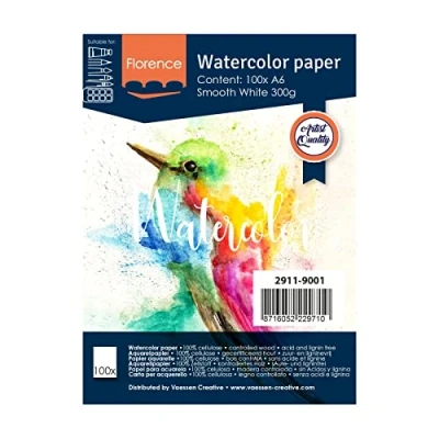 Afbeelding van Aquarelpapier Intense White A6 300 grams Gladde Structuur Smooth Florence 100 vellen