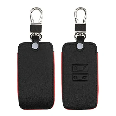 Afbeelding van kwmobile Autosleutel hoesje geschikt voor Renault 4 knops Smartkey (alleen Keyless Go) behuizing in mat zwart / rood