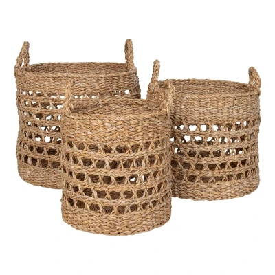 Afbeelding van Balok Basket Basket, seagrass, natural/black, set of 3