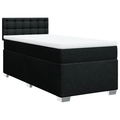 Afbeelding van vidaXL Boxspring met matras stof zwart 80x200 cm