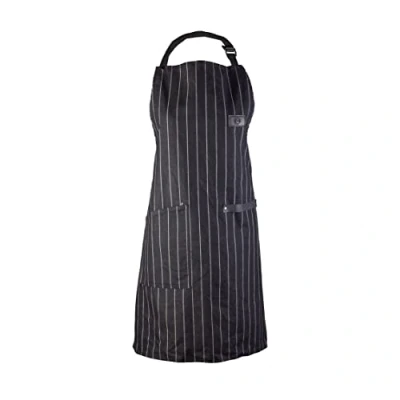Afbeelding van MasterChef Keukenschort voor dames en heren, zwart wit, Pinstripe, 100% katoen, met zakken, hittebescherming tot 250 C, verstelbare riem van PU leer, machinewasbaar, uniseks