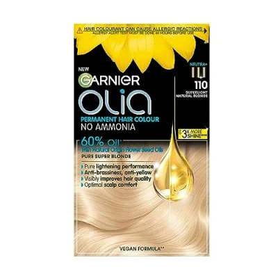 Afbeelding van Garnier Olia Permanente haarverf, dekt tot 100% wit haar, zonder ammoniak, 60% oliën, 110 superlichtblond