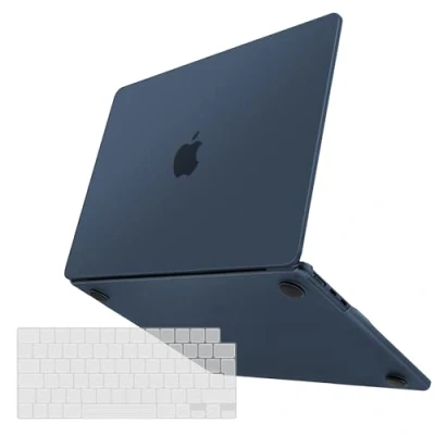 Afbeelding van TECOOL Dunne matte beschermhoes voor MacBook Air 13,6 inch M3 M2 2024 A3113 2022 A2681, speciaal ontworpen de officiële Middennacht kleur, ultradunne harde hoes en bescherming
