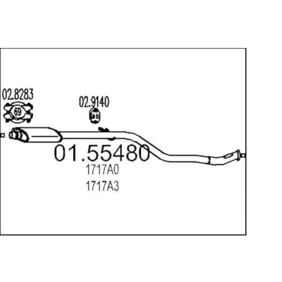 Afbeelding van MTS 01.55480 Middendemper 1520 CITROËN: Saxo Hatchback, PEUGEOT: 106 I Hatchback
