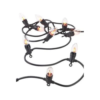 Afbeelding van Lunartec Decoratieve lichtketting met 10 gloeilampen, vlammeneffect, IP44, 4,2 m (lichtketting open haard, led flikkereffect)