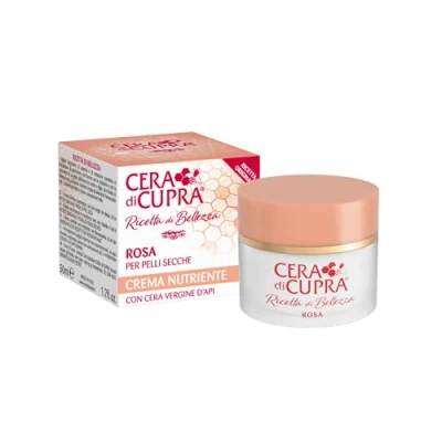Afbeelding van Cera di Cupra, Rozencrème, traditionele formule, met maagdelijke bijenwas, rijk aan beschermende componenten, anti aging werking, gemaakt in Italië, dermatologisch getest, pot van 50 ml